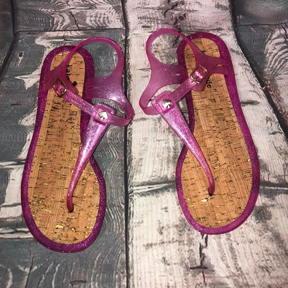 Kate Spade pink glitter jelly sandals sz 7 NWOT